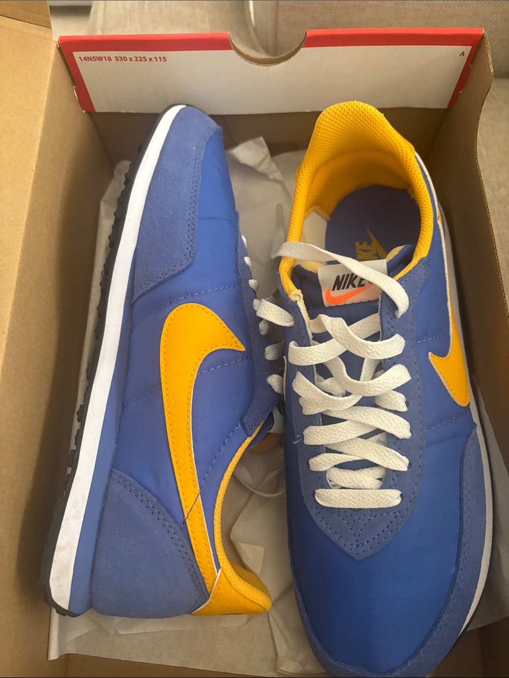 Nike Men's Blue with Yellow Swoosh Retro Runner Sneakers